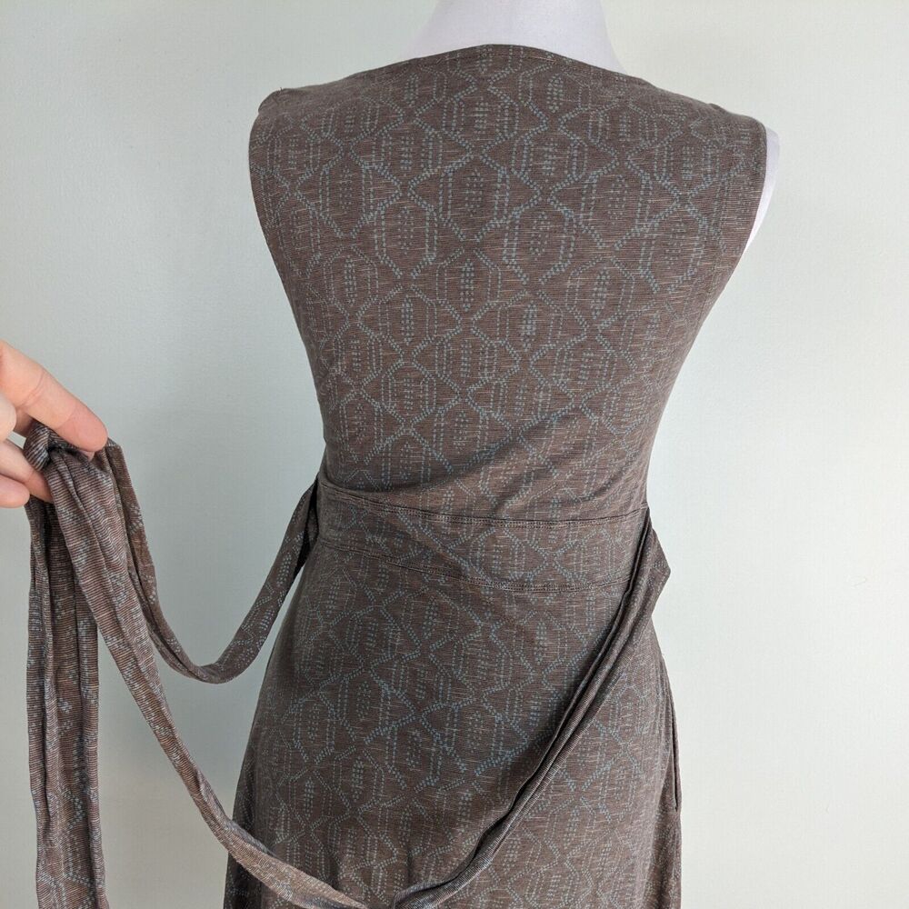 Toad & Co Faux Wrap Dress M Brown Mini Sleeveless Organic Cotton Knit Summer - Picture 8 of 9